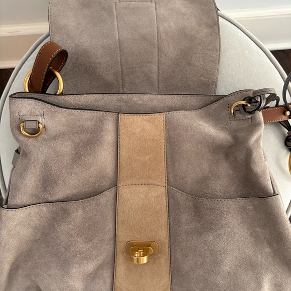 Chloe Lexa Crossbody Medium Bag Beige Suede - Picture 5 of 12